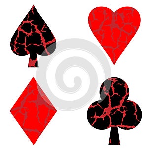 ÃâÃÂ»ÃÂ ÃËÃÂ½ÃâÃÂµÃâ¬ÃÂ½ÃÂµÃâSet of four vector playing card suit symbols made by  grunge elements. Isolated on white background. Four